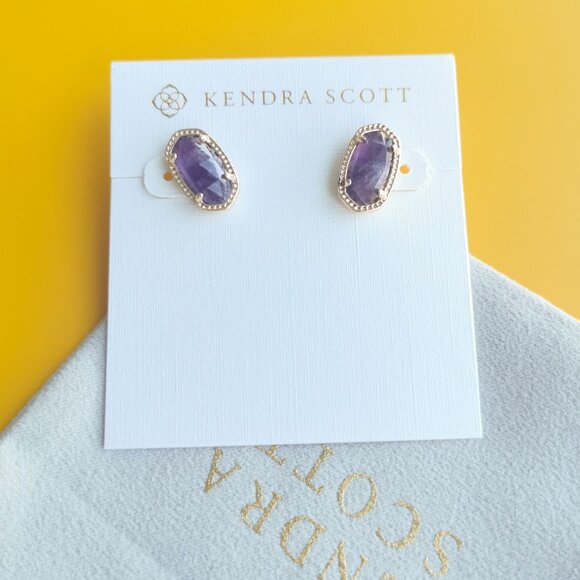 Kendra Scott Ellie Gold Amethyst Stud Earrings - Picture 1 of 3